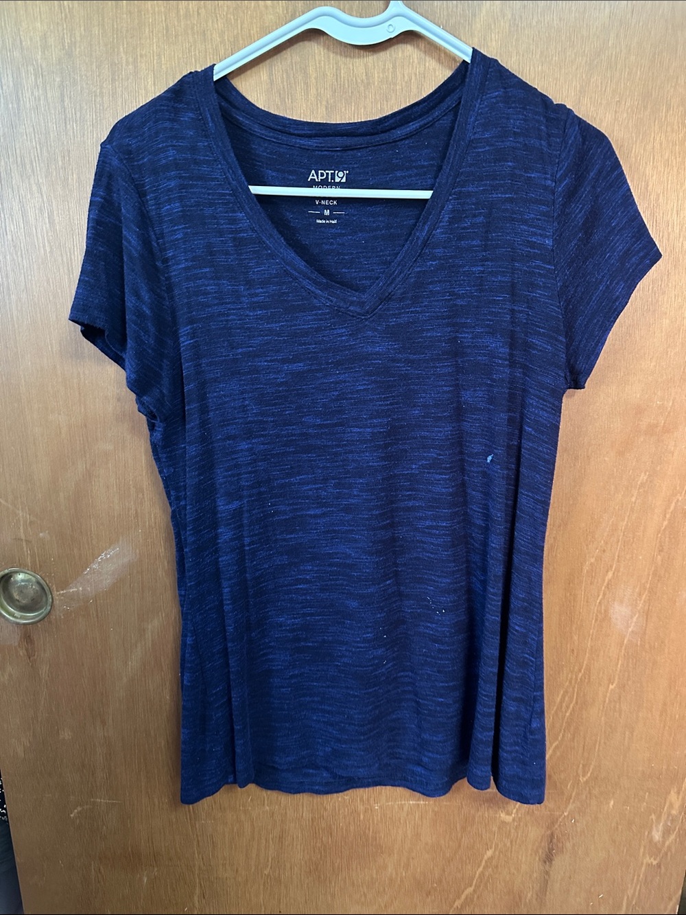 Apt. 9 Navy Heather V-Neck Short Sleeve Tee - Deep Blue